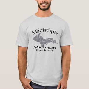 Manistique Michigan Map Design T - Shirt
