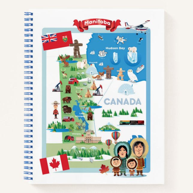 Manitoba Canada Cartoon Poster Notizbuch (Vorderseite)