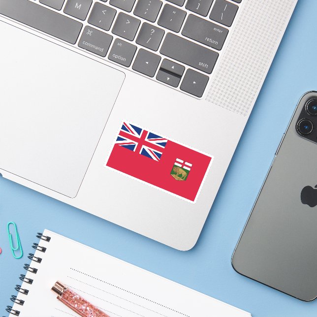 Manitoba Flag Graphic Aufkleber (Laptop mit iPhone)