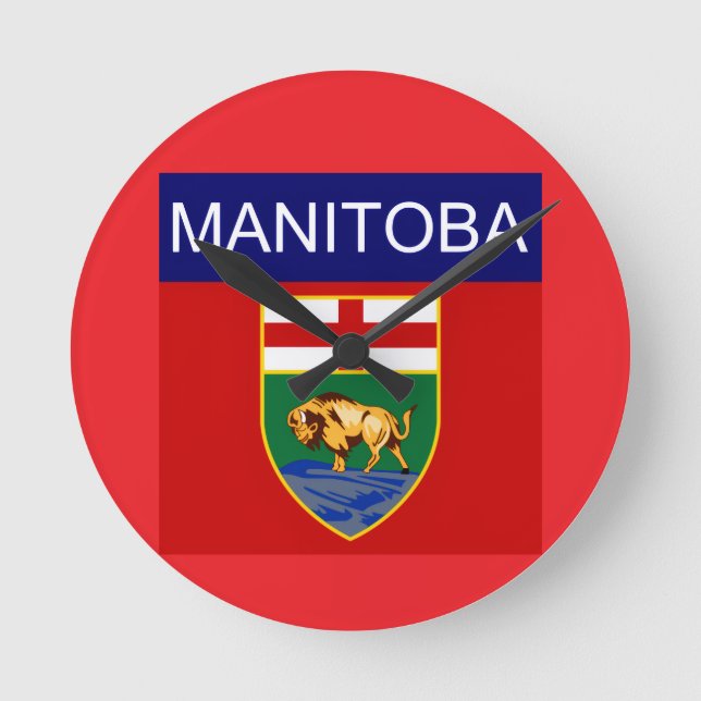 Manitoba-Flagge  Runde Wanduhr (Vorderseite)