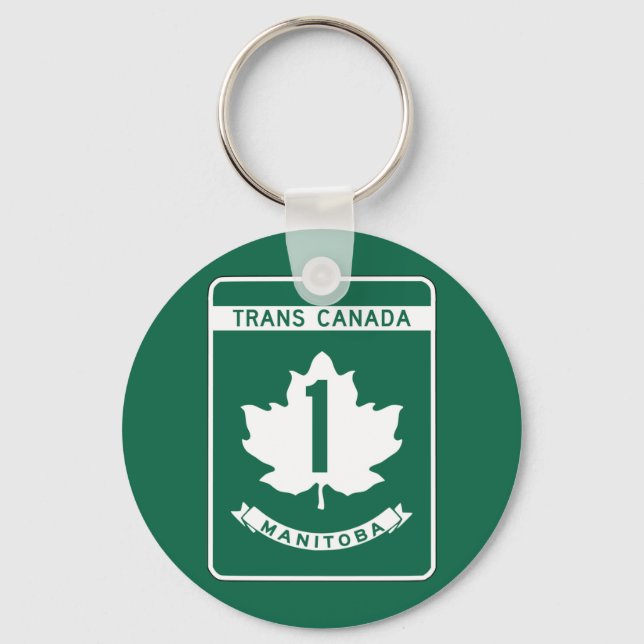 Manitoba, Trans-Canada Highway-Zeichen Schlüsselanhänger (Vorderseite)