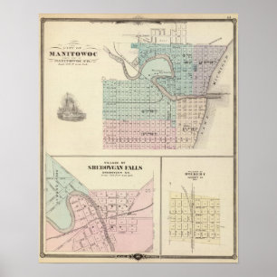 Manitowoc, Sheboygan und Hilbert, WIS Poster