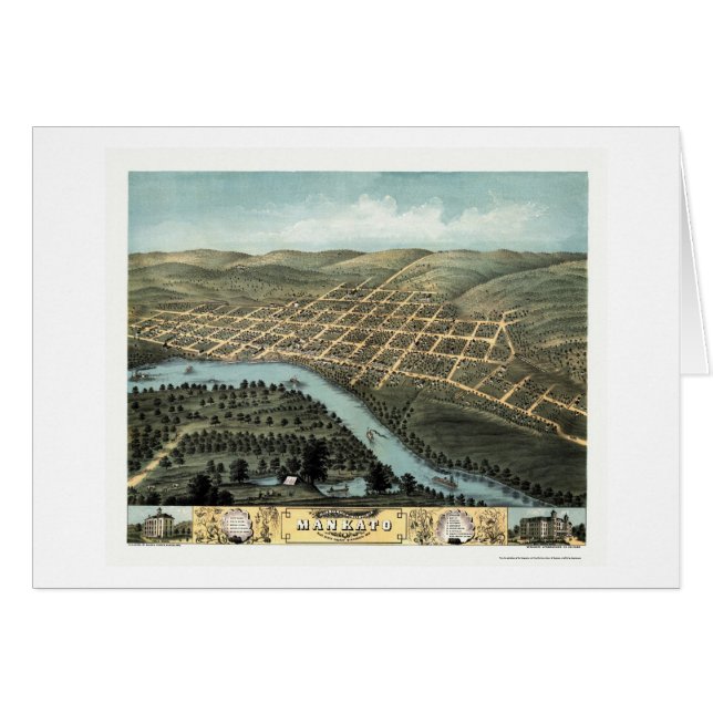 Mankato, carte panoramique de manganèse - 1870 (Devant horizontal)