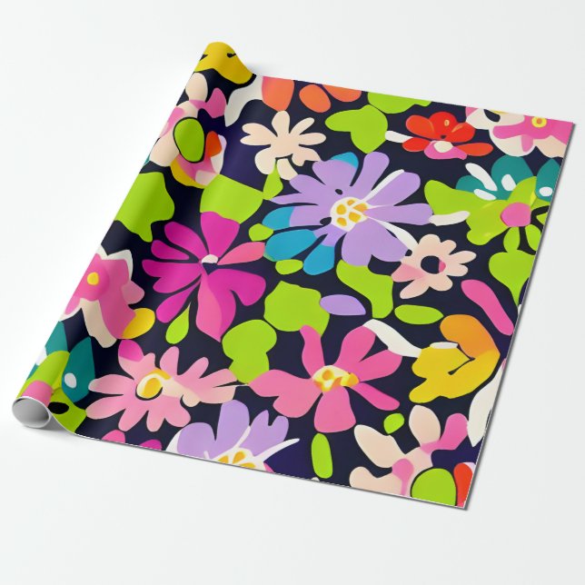 MankDhani-Muster für farbenfrohe Blume Geschenkpapier (Ungerollt)
