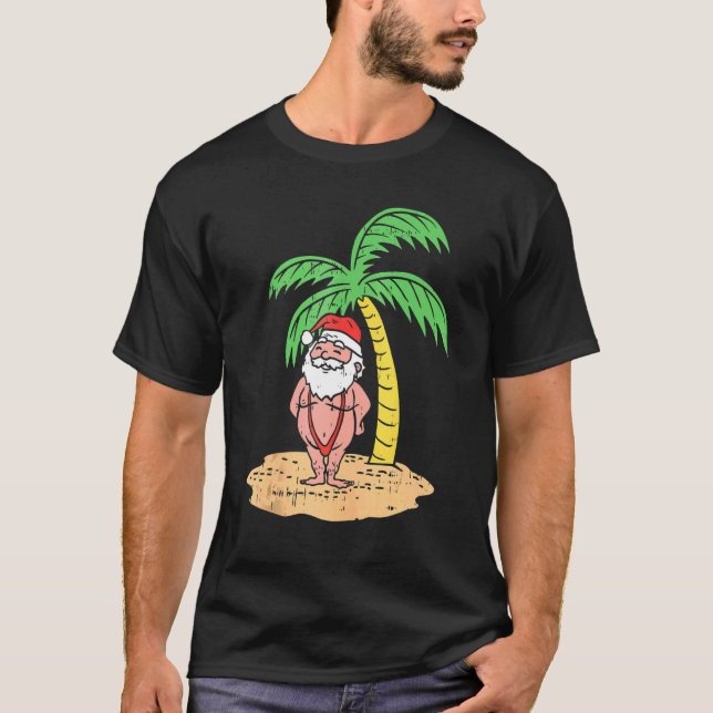 Mankini Santa Summer Swimsuit Christmas im Juli B T-Shirt (Vorderseite)