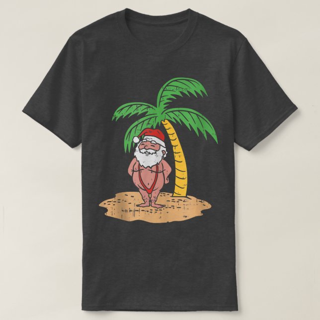 Mankini Santa Summer Swimsuit Weihnachten T-Shirt (Design vorne)