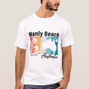 Manly Beach Australia Vintag Retro Souvenirs 80er T-Shirt