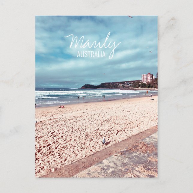 Manly Beach Retro Australien Reise Postkarte (Vorderseite)