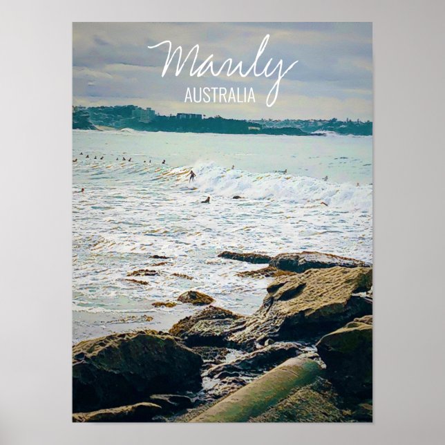 Manly Beach Surf Australien Reisen Poster (Vorne)