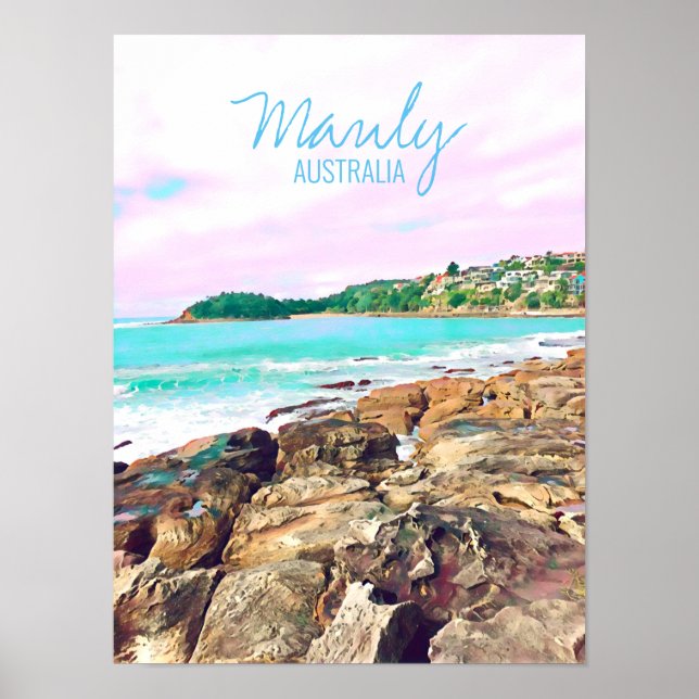 Manly Beach Surf Australien Reisen Poster (Vorne)