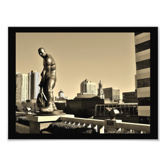 Mann am Arbeitsplatz Fotodruck (Vorne)