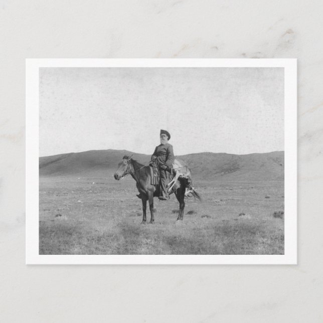 Mann am Pferd mit Slain Antelope Fotografie Postkarte (Vorderseite)