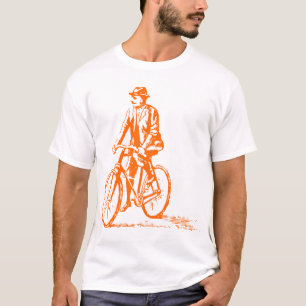 Mann auf dem Fahrrad - Orange T-Shirt