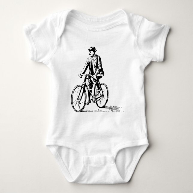 Mann auf dem Fahrrad - Schwarz Baby Strampler (Vorderseite)