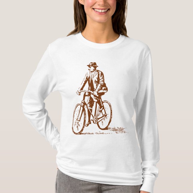 Mann auf dem Fahrrad - Walnut Brown T-Shirt (Vorderseite)