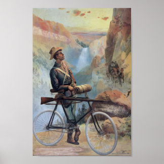 Mann auf dem Fahrrad, Yellowstone Nationalpark Vin Poster