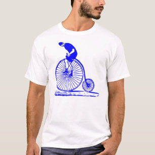 Mann auf einem Hochrad - Blau T-Shirt