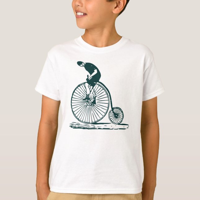 Mann auf einem Penny Farthing - Dunkelgrün T-Shirt (Vorderseite)