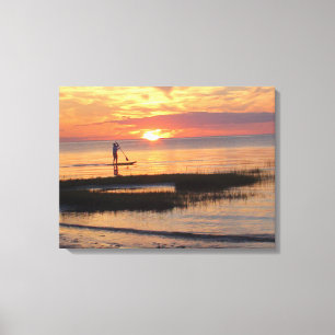 Mann auf Paddle Board am Cape Cod Strand Leinwanddruck
