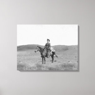 Mann auf Pferd mit getöteter Antilopen-Fotografie Leinwanddruck