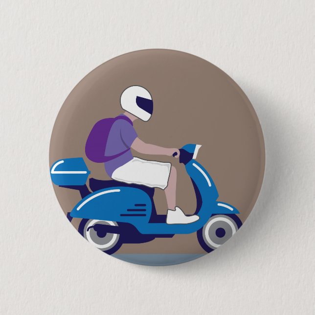 Mann auf Roller Button (Vorderseite)
