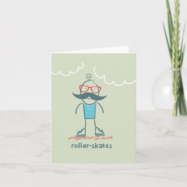 Mann auf Rollerskates Karte (Vorderseite)