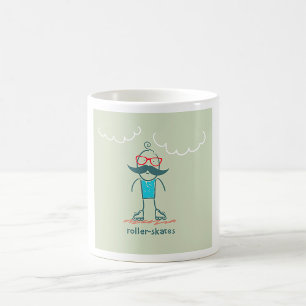Mann auf Rollschuhen Kaffeetasse