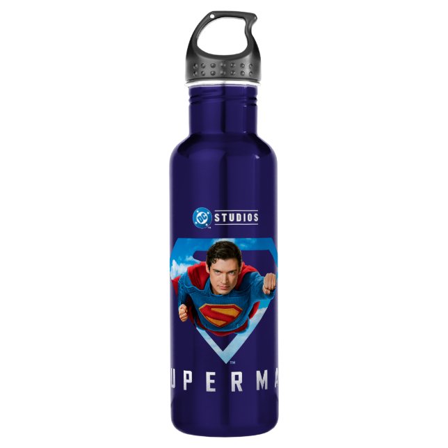 Mann aus Stahl im Flug Edelstahlflasche (Vorderseite)
