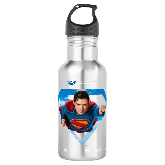 Mann aus Stahl im Flug Edelstahlflasche (Vorderseite)