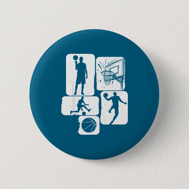 Mann Basketballspieler Trainer Fan Korb Button (Vorderseite)