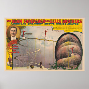 Mann bei einer Aufführung auf einem schwebenden Ka Poster