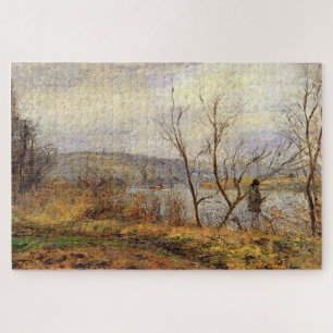 Mann beim Angeln an der Oise - Camille Pissarro