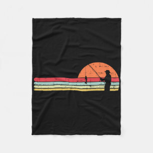 Mann beim Angeln Sonnenuntergang Retro Angeln Fisc Fleecedecke