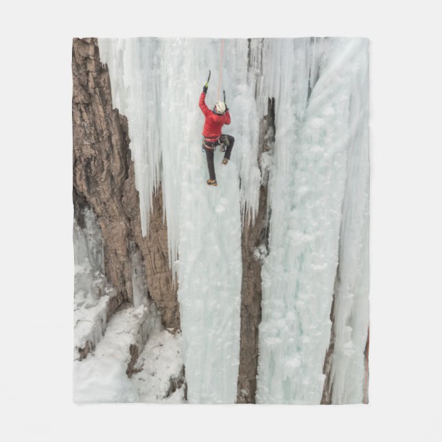 Mann beim Eisklettern, Colorado Fleecedecke (Vorderseite)