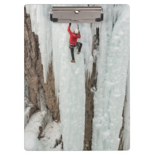 Mann beim Eisklettern, Colorado Klemmbrett
