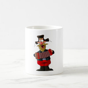 Mann, der Akkordeon spielt Kaffeetasse