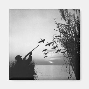 Mann, der auf Entenjagd geht Magnet
