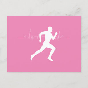 Mann, der die Silhouette der Läufer auf rosa Hinte Postkarte