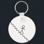 Mann, der die Treppe hinaufgeht, Schlüsselanhänger<br><div class="desc">Schwarze Hand gezogen Stock Mann Linie zeichnend, die eine Treppe hinauf Schlüsselanhänger</div>