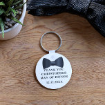 Mann der Ehre Black Bow Krawatte Gastgeschenk Hoch Schlüsselanhänger<br><div class="desc">Ein schlichter schwarzer Bowtie Schlüsselanhänger mit Platz für Ihr Hochzeitstag und Mann der Ehre gebogener Text. Kann für jedes Mitglied des Brautparty verwendet werden.</div>