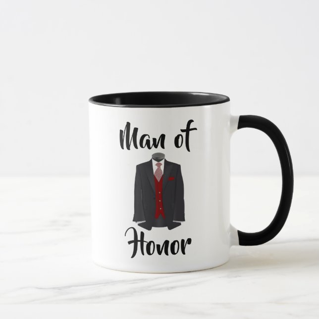 Mann der Ehre Burgund Tuxedo Hochzeitscoffee Tasse (Rechts)