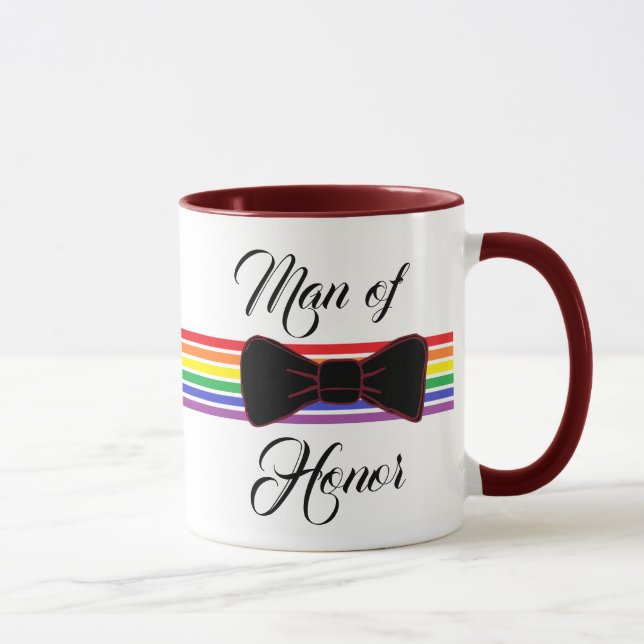 Mann der Ehre Burgundy Bow Krawatte Kaffee Tasse (Rechts)