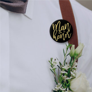 Mann der Ehre Chic Gold Script Brautparty Hochzeit Button