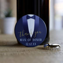 Mann der Ehre Danke Blue Wedding Bottle Opener