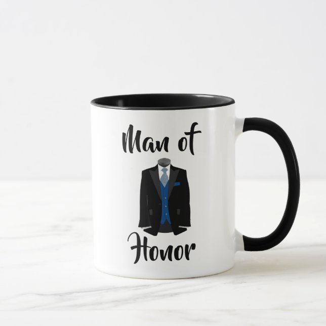 Mann der Ehrenblauen Tuxedo Hochzeitskaffee-Tasse Tasse (Rechts)