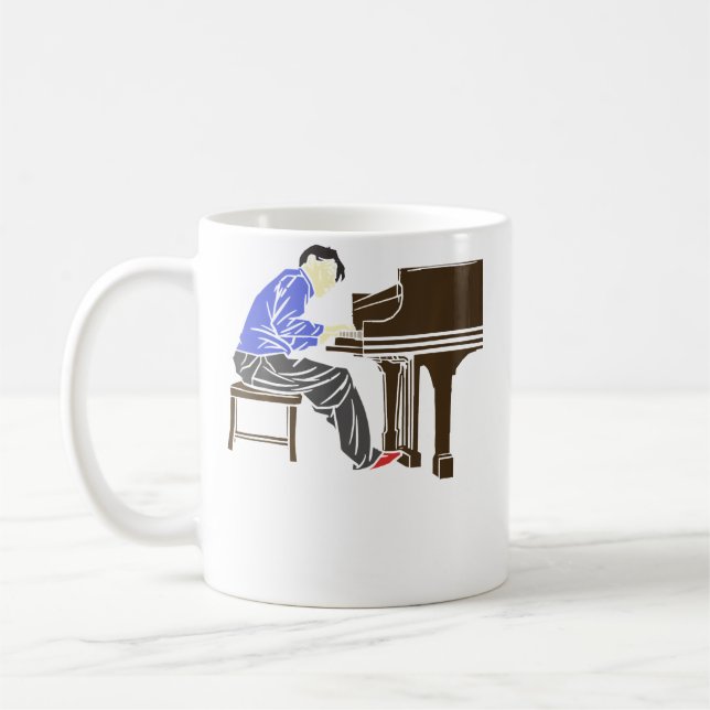 Mann, der Klavier spielt Kaffeetasse (Links)