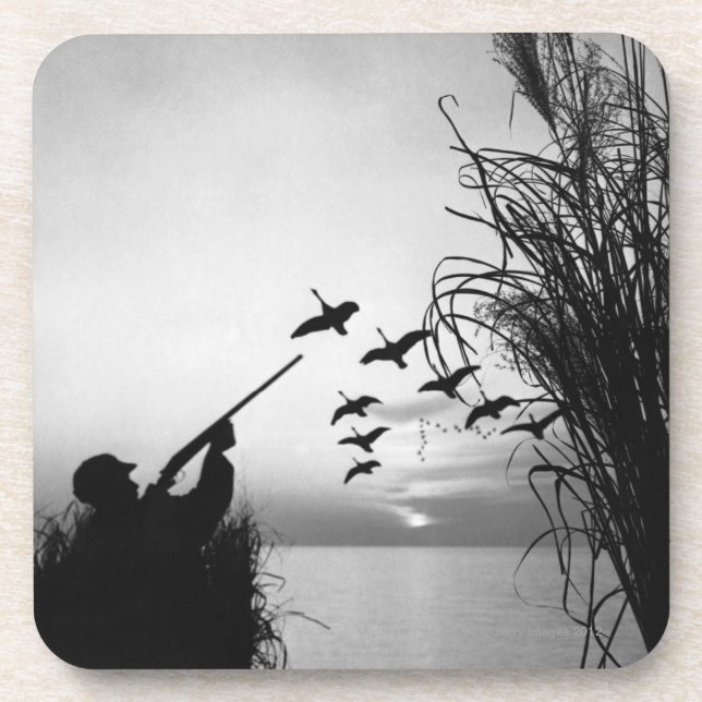 Mann-Enten-Jagd Getränkeuntersetzer (Vorderseite)