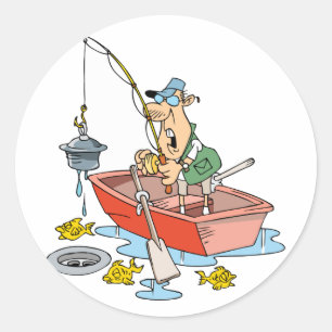 Mann-Fischen-Aufkleber Runder Aufkleber