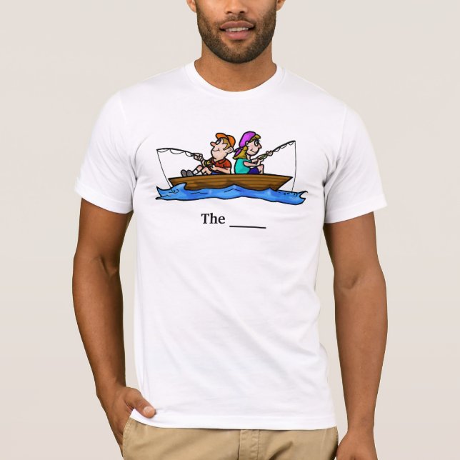 Mann Fischen im Boot individuell anpassbarer T - S T-Shirt (Vorderseite)