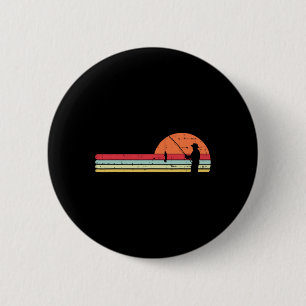 Mann fischen Sunset Retro Angler Fischer Angler Button